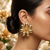 Gold Daisy Flower Stud Earrings for Women | Floral Statement Earrings | Everyday Fashion Jewelry