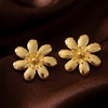 Gold Daisy Flower Stud Earrings for Women | Floral Statement Earrings | Everyday Fashion Jewelry