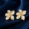 Gold White Enamel Flower Stud Earrings for Women | Floral Statement Earrings | Elegant Fashion Jewelry