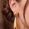 Gold Teardrop Drop Earrings for Women | Chunky Statement Dangle Earrings | Trendy Earrings For Causal & Party Wear