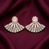 Gold Plated Artificial Stone Fan Drop Earrings for Women | Luxury Party Wear Statement Earrings | For Daily Wear &  Causal Wear Earrings