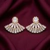 Gold Plated Artificial Stone Fan Drop Earrings for Women | Luxury Party Wear Statement Earrings | For Daily Wear &  Causal Wear Earrings