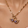 Gold Plated Swan Pendant Necklace with Purple Artificial Stone Studded for Women | Elegant Party Wear Chain | Fashion Chain for Daily & Causal Wear