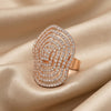 Rose Gold Artificial Stone Studded Adjustable Finger Ring for Women | Designer Cocktail Statement Ring | Party Wear Jewellery