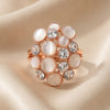 Rose Gold Pearl & Stone Studded Adjustable Finger Ring for Women | Elegant Cocktail Ring | Party Wear Jewellery
