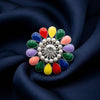 Multicolor Floral Adjustable Finger Ring for Women | Oxidised Silver Statement Cocktail Ring | Ethnic Boho Fashion Jewellery
