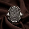 Oxidised Silver Adjustable Finger Ring for Women | Tribal Round Statement Ring | Boho Ethnic Jewellery