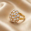 Gold Plated Oval Artificial Stone Studded Adjustable Finger Ring for Women | Statement Cocktail Ring | Party Wear Jewellery
