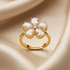 Gold Plated Floral Artificial Stone Studded Adjustable Finger Ring for Women | Adjustable Cocktail Ring | Stylish Fashion Jewellery