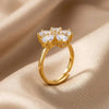 Gold Plated Floral Artificial Stone Studded Adjustable Finger Ring for Women | Adjustable Cocktail Ring | Stylish Fashion Jewellery
