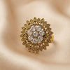 Antique Gold Floral Adjustable Finger Ring for Women | Vintage Statement Ring | Ethnic Fashion Jewellery