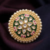 Green Meenakari Adjustable Finger Ring for Women | Kundan Pearl Adjustable Statement Ring | Traditional Ethnic Jewellery