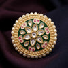 Green Meenakari Adjustable Finger Ring for Women | Kundan Pearl Adjustable Statement Ring | Traditional Ethnic Jewellery