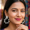 SILVER Floral Hoop Earrings for Women
