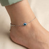 Silver Plated Evil Eye Anklet for Women & Girls | Adjustable Lucky Protection Chain Payal for Daily Wear