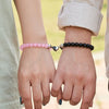 Magnetic Heart Couple Bracelet Set for Men & Women | Pink & Black Beaded Matching  Bracelet For Love| Long Distance Relationship Gift