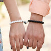 Magnetic Heart Couple Bracelet Set for Men & Women | White & Black Beaded Matching  Bracelet For Love| Long Distance Relationship Gift