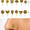 12 Designs Oxidised Gold Plated Traditional Nose Studs Set for Women | Ethnic Small Nose Pins Combo Pack| Oxidised Nose Pin, Non-Piercing Nose Pin For Women