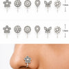 12 Designs Oxidised Silver Plated Traditional Nose Studs Set for Women | Ethnic Small Nose Pins Combo Pack| Oxidised Nose Pin, Non-Piercing Nose Pin For Women