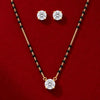 925 Sterling Silver Mangalsutra With Earrings | Black Beads & CZ Pendant | Gold Plated Jewellery Set