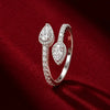 925 Sterling Silver Pear Cut CZ Adjustable Ring For Women | Silver Tone Statement Ring
