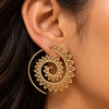 Anti-Tarnish Gold-Toned Spiral Floral Statement Earrings
