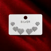 925 Sterling Silver CZ Anti-Tarnish Silver Heart Stud Earrings Set | Sparkling Crystal Heart Earrings for Women