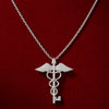 925 Sterling Silver CZ Winged Key Pendant Necklace for Women | Crystal Wing Charm