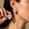 Anti-Tarnish Statement Earrings For Women | White Pearl Cluster Statement Stud Earrings