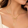 Anti-Tarnish Gold Plated Bow Pendant Necklace for Women | Elegant Minimalist Ribbon Necklace for Party & Everyday Wear