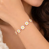 Anti-Tarnish Rose Gold Plated White Daisy Flower Charm Bracelet for Women