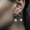 Bow Pearl Drop Studs