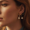 MIRA Gold Plated Bow Artificial Pearl Studs