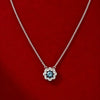 925 Sterling Silver CZ Blue Stone Pendant Necklace for Women | Floral Halo Jewellery