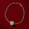 925 Sterling Silver CZ Heart Halo Bracelet for Women | Crystal Heart Chain Bracelet