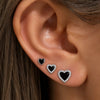925 Sterling Silver CZ Anti-Tarnish Silver Plated Black Heart Stud Earrings Set | Crystal Heart Earrings for Women