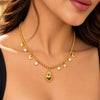 Necklace For Women And Girls|Everyday Jeweller| Gold Sacred Heart & Pearl Charm Beaded Necklace