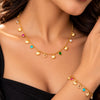 Necklace For Women And Girls|Everyday Jeweller| Gold Shell & Multicolor Stone Necklace Set