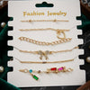 Gold Plated Stacked Bracelet Set for Women | Layered Bangles & Bracelets | Trendy Fashion Jewelry | Adjustable Fashion Bracelet| Trendy Causal & Party Wear Jewellery