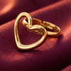 Heart Shaped Gold Plated Ring For Women | Minimalist Love Heart Statement Ring | Adjustable Fashion Ring for Girls | Trendy Everyday Jewellery