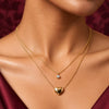 Necklace For Women And Girls|Everyday Jeweller| Gold Plated Double Layer Heart Pendant Necklace for Women