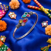 Navratri Garaba Silver-Plated Kada For Women | Oxidized Look Ethnic Bracelet | Festive Accessory