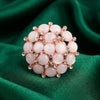 Traditional Adjustable Finger Ring for Women | Rose-Gold Plated Ethnic Statement Ring | Festive Jewellery