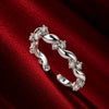 925 Sterling Silver CZ Twisted Band Ring for Women | Sparkling Crystal Floral Ring